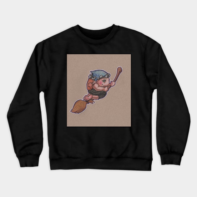 Kitchen Witch (on broom) Crewneck Sweatshirt by justteejay